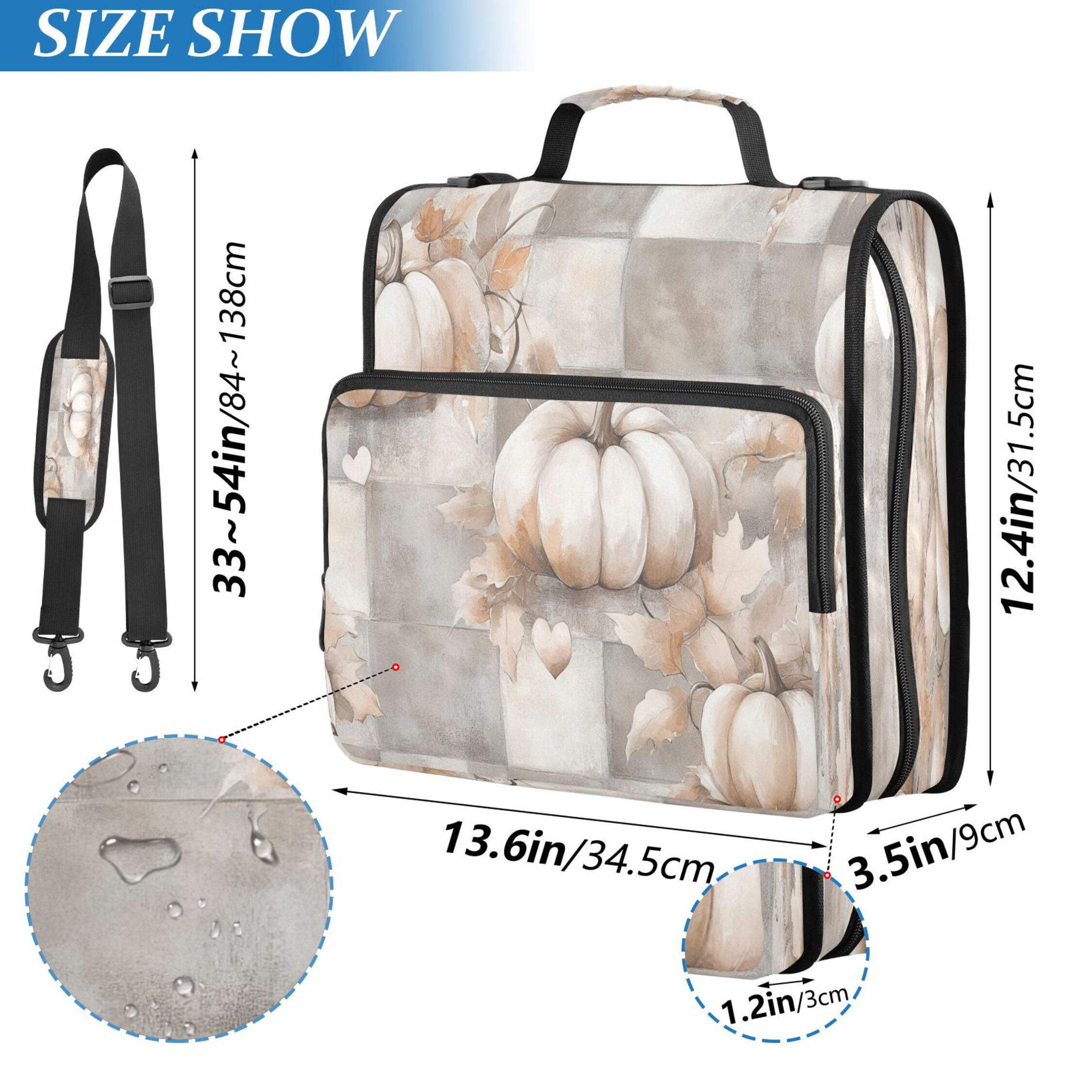 YAZAOO Zipper Binder trapper keeper Documents Organized Design Whimsical Gray Pumpkins Printed