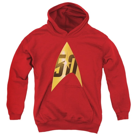 Star Trek 50Th Anniversary Delta Youth Pullover Hoodie Red Md