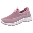 thumbnail image 2 of Women Shoes Slip On, Walking Shoes Women Slip On, Women's Flat Breathable Fly Woven Mesh Sneakers,Casual Fashion Non-Slip Walking Shoes Comfortable Soft Sole Slip-On Loafers Tennis Shoes, Pink 7, 2 of 9