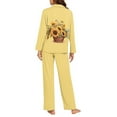 thumbnail image 3 of SCRAWLGOD Sunflower Womens Pajamas Long Sleeve 2 Piece Button Down Pj for Women Size S V Neck Woman Pjs with Pockets Comfortable Printed Pajama Set for Women, 3 of 7