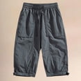 thumbnail image 2 of Gym Shorts Men Solid Color Outdoor Casual Long Pants Travel Work Trousers Elastic Waist Straight Leg Summer Beach Hiking Golf Shorts, 2 of 3