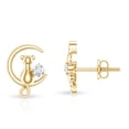 thumbnail image 4 of Rosec Jewels Cat on Moon Stud Earrings with Diamond for Women (HI-SI Quality) - with Screw Back - Ready to Gift, 10K Yellow Gold, 4 of 7