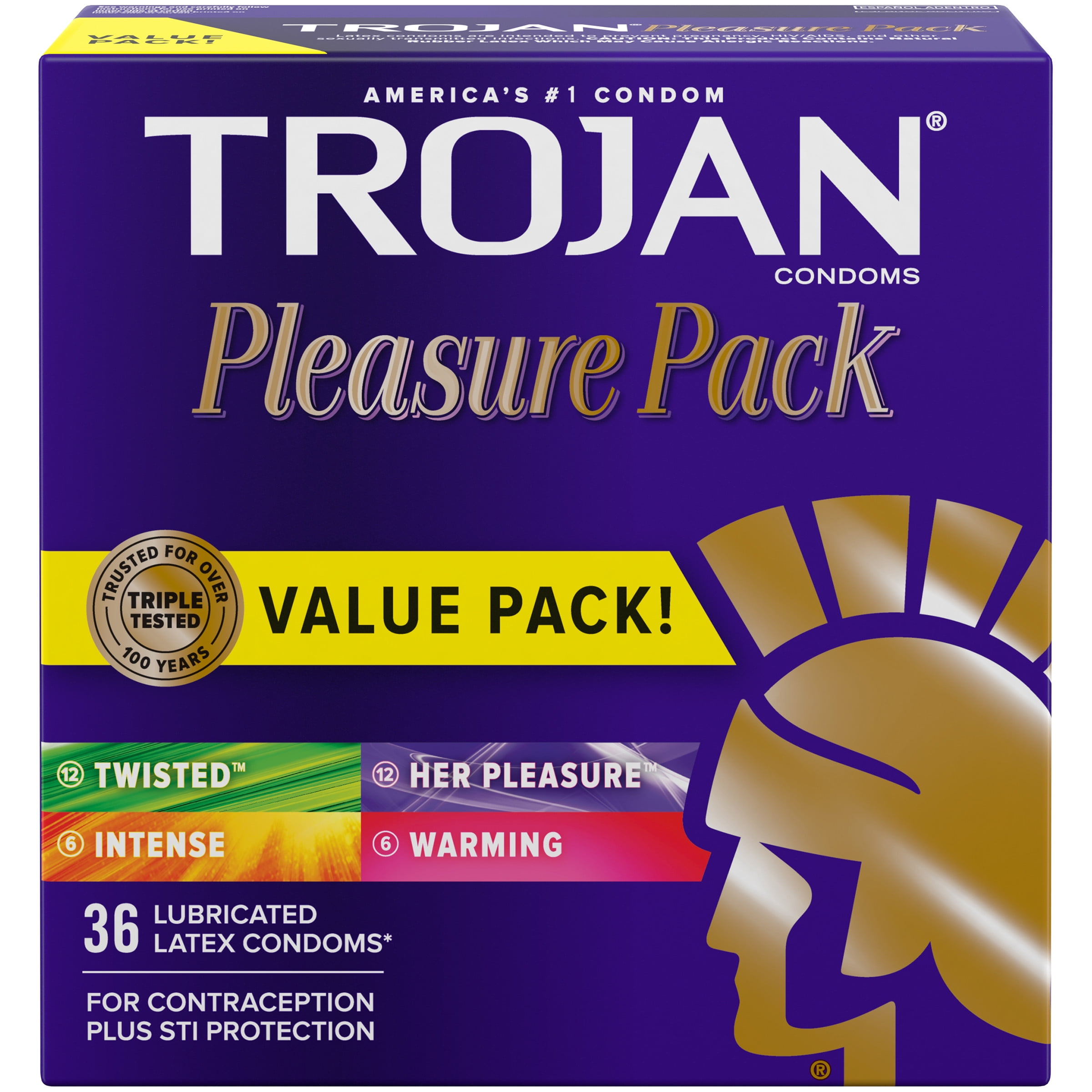 Trojan Pleasure Pack Assorted Condoms Lubricated Condoms Value Pack 