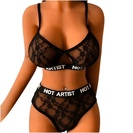 

Lopecy-Sta Women Sexy Lingerie Lace Corset Solid Mesh Underwire Sleepwear Underwear Set Pajama Sets for Women Soft Pajamas for Women Sales Clearance Black - S
