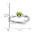 thumbnail image 2 of 925 Sterling Silver Bezel Polished Stackable Low 5mm Round Peridot Ring Size 5 Stackable Ring for Women, 2 of 2