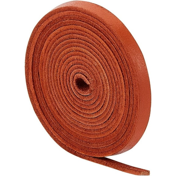 1pc 0.24"/6mm x 79"/2m Genuine Leather String Cowhide Leather Strips Flat Leather Cord Strap 2mm Thick Braiding Thread Rope for Bracelets Making Belts Boot Lace Crafts Saddle Brown
