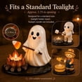 thumbnail image 5 of Halloween Ghost 3 Companion Halloween Candle Holder, Ceramic 5X3 In, Tealight Candle Holder, Fall Halloween Decor, Tabletop Display, 1 Pc, 5 of 6