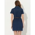 thumbnail image 4 of DARING DIVA Casual Collared Short Sleeve Denim Shirt Dress XS Blue XS Dark Blue, 4 of 6