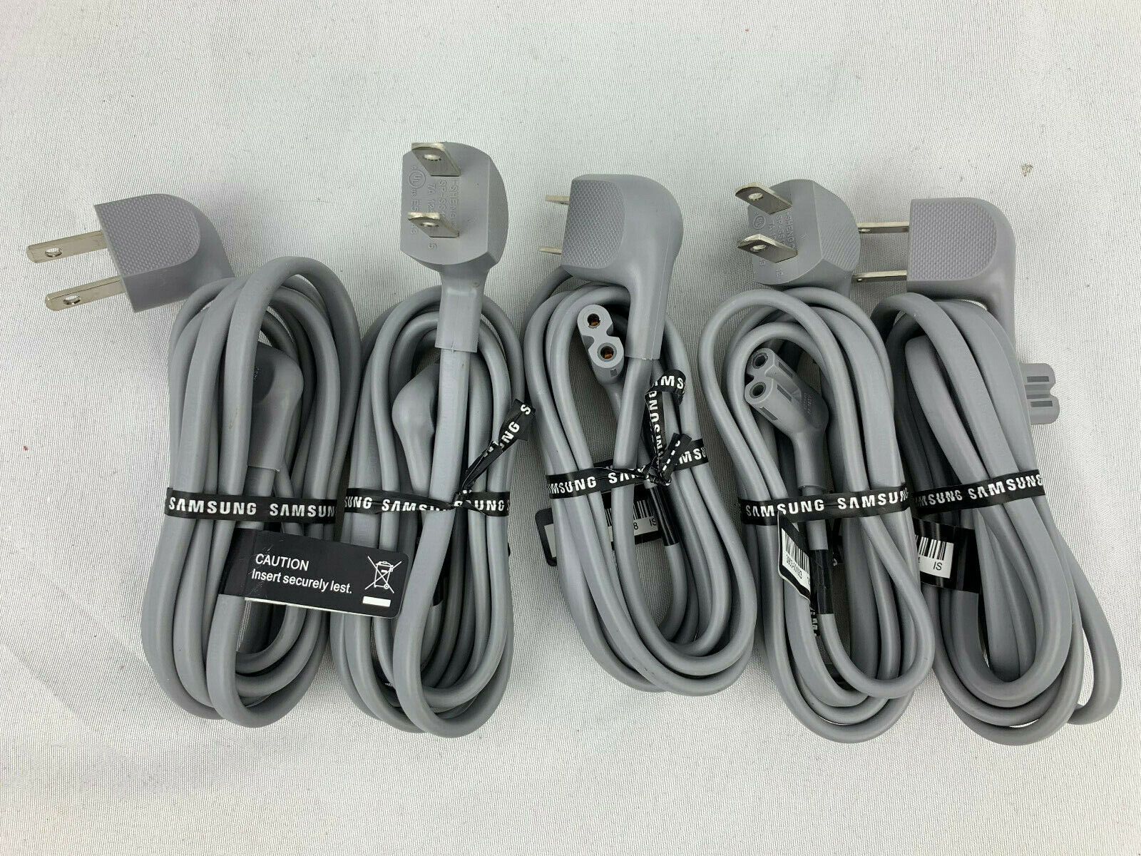 5 Pack 6FT TV AC Power Cord Samsung Angled 2 prong Figure 8 Right 90