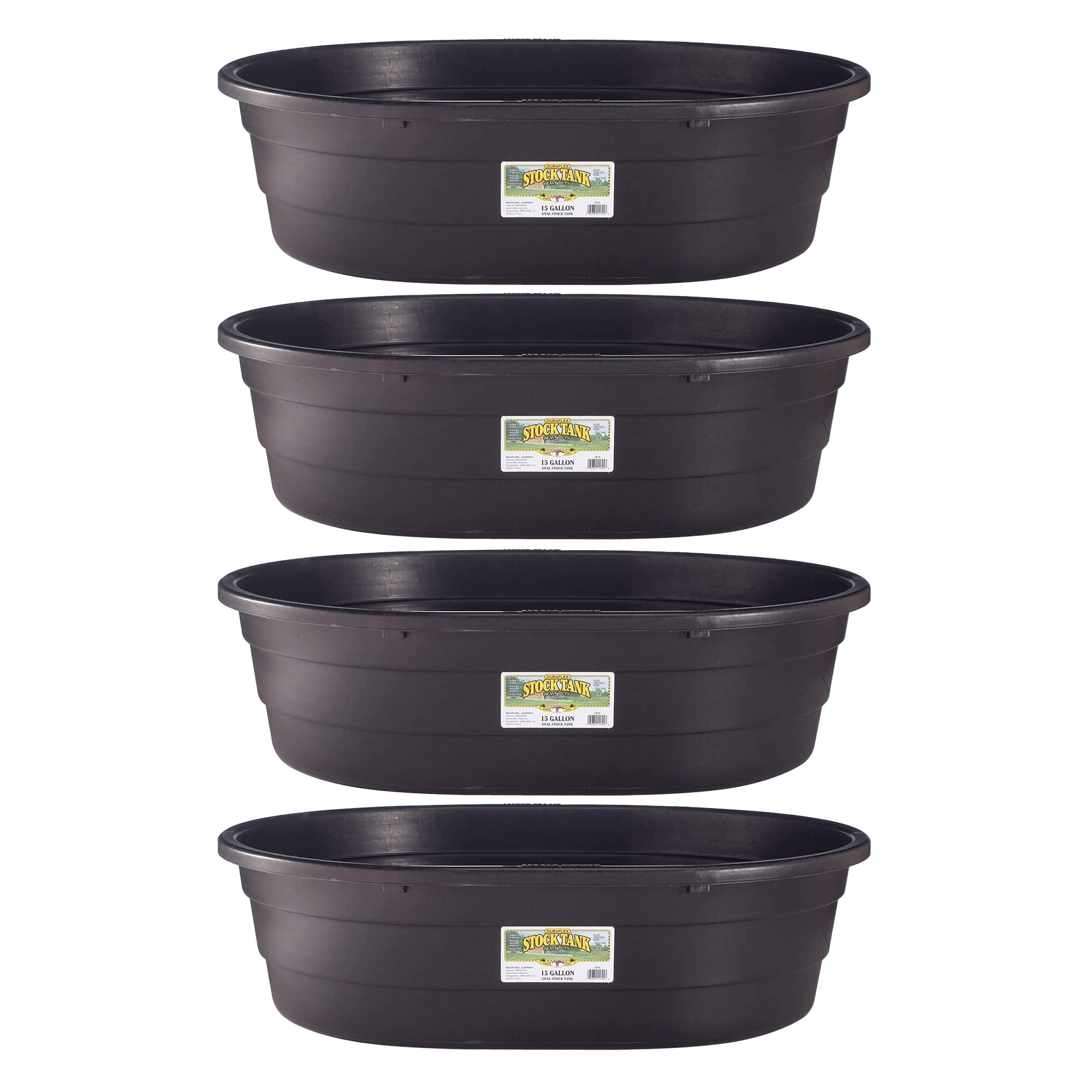 Little Giant 15 Gal Poly Plastic Oval Stock Water Tank Trough, Black (4