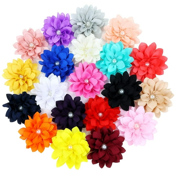 20 Pack Alligator Hair Clips Barrettes Big Flower Lotus with Pearl Hairbow Accessories for Baby Girls Toddlers Kids Teens Women