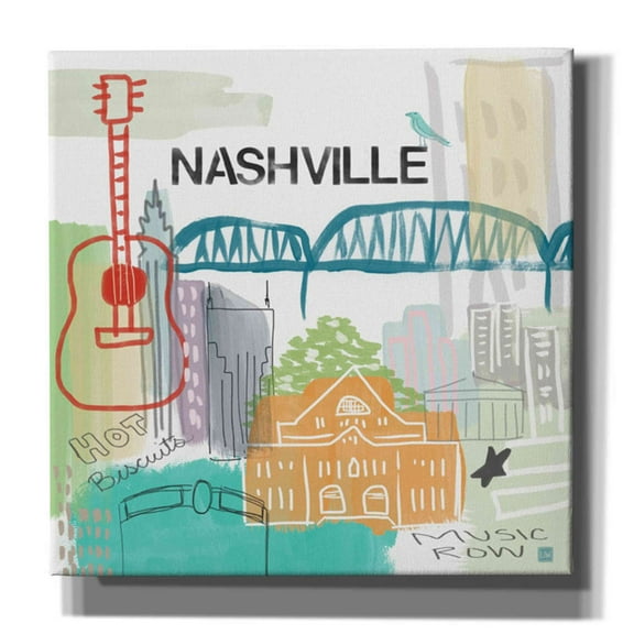Epic Graffiti 'Nashville' by Linda Woods, Canvas Wall Art, 26"x26"