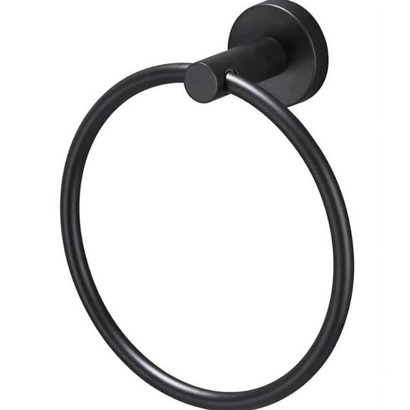 VIVEFOX Stainless Steel Towel Ring for Bathroom, Hand Towel Holder, Modern Circle Towel Hanger, Round Towel Rack Wall Mounted, Black