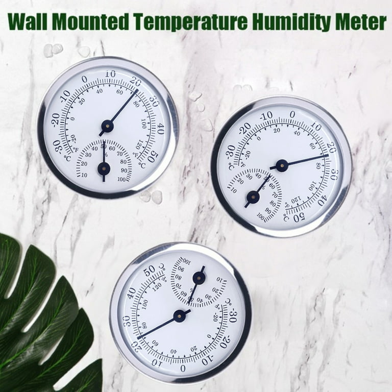 Mini Round Clock shaped Indoor Outdoor Thermometer Hygrometer Home Off –  Aideepen