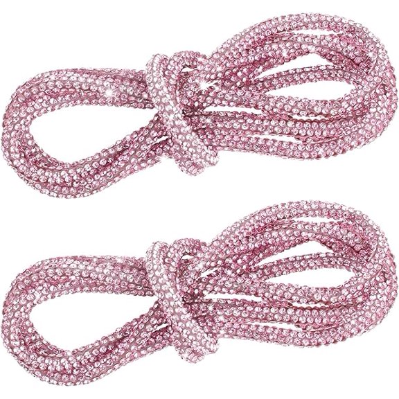 Monebena 2 Pieces Glitter Shoe Laces, Bling Rope Shoe Laces Rhinestone Shoe Laces Hoodie String Replacement Shiny Crystal Drawstring Shoe Laces Charms for Sneakers Sweatpants Shoes Bags Accessories