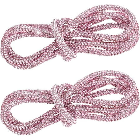 Monebena 2 Pieces Glitter Shoe Laces  Bling Rope Shoe Laces Rhinestone Shoe Laces Hoodie String Replacement Shiny Crystal Drawstring Shoe Laces Charms for Sneakers Sweatpants Shoes Bags Accessories