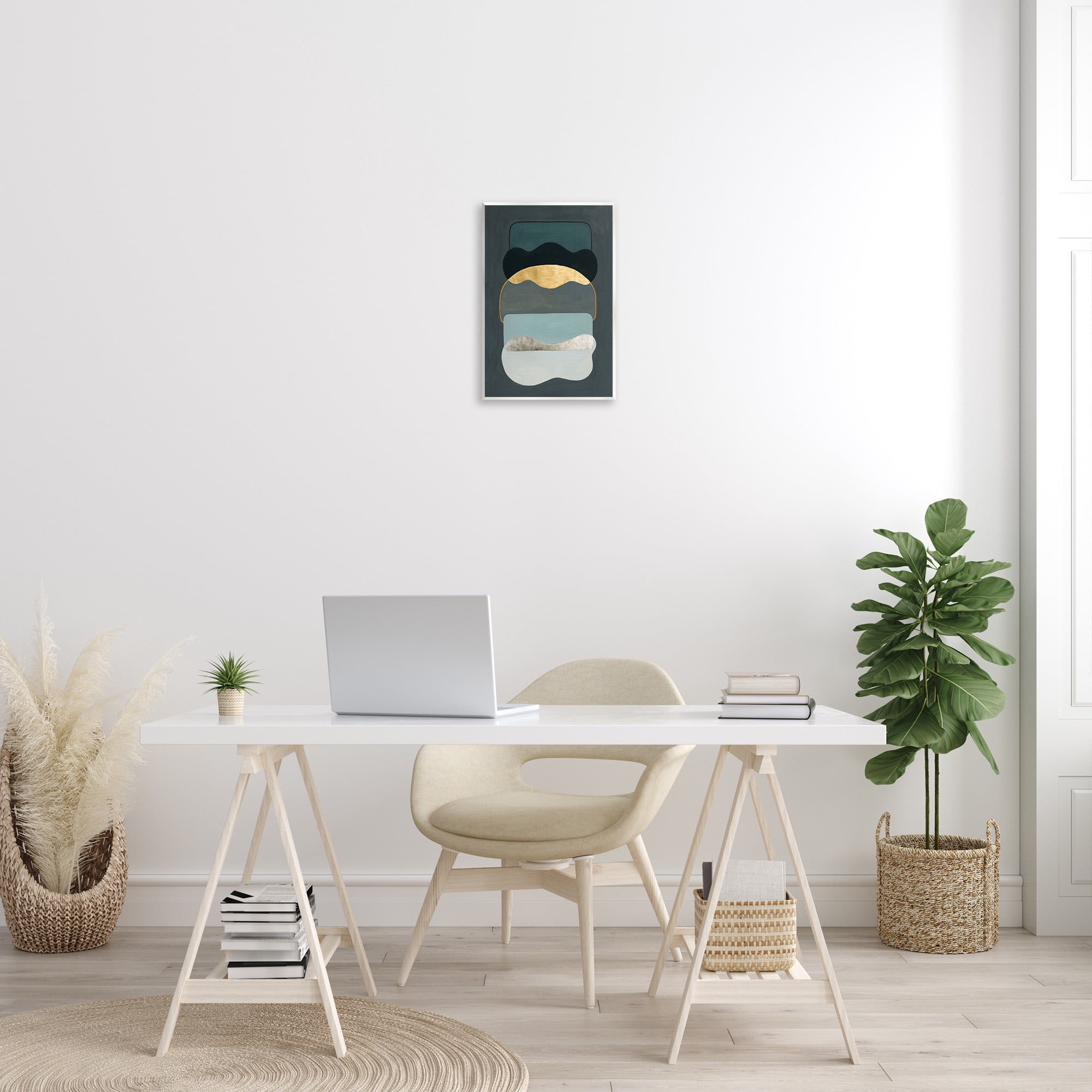 Stupell Industries Dark Layered Shapes Abstract Painting Unframed Art Print Wall Art, 13 x 19