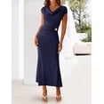 thumbnail image 3 of Merokeety Womens Summer Dresses Elegant Cowl Neck Bodycon Dress Navy m, 3 of 5