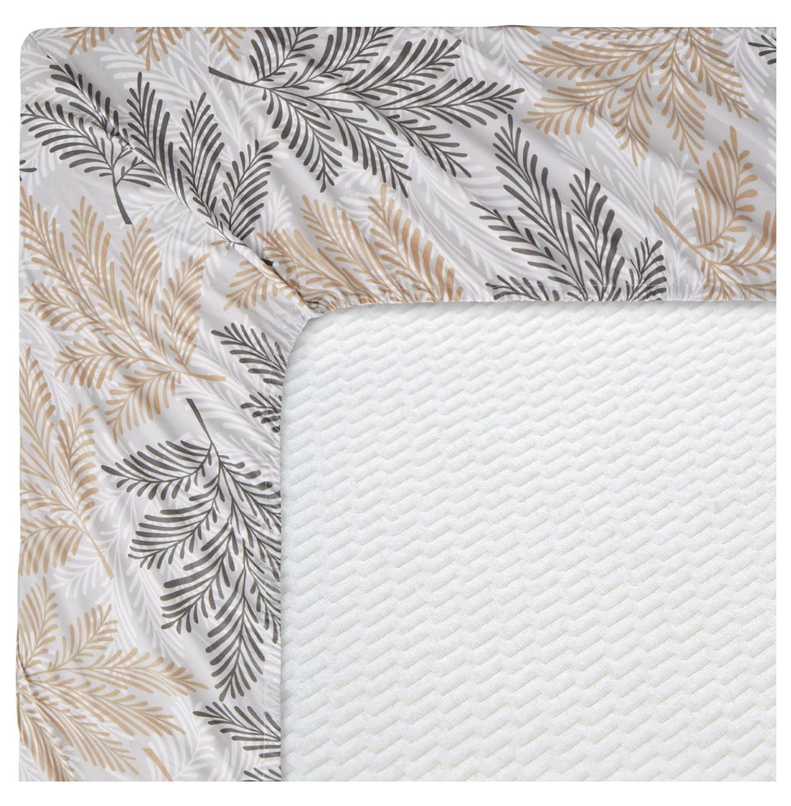 Ultra Soft Silky Deep Pocket Rich Printed Bedding Rayon from Bamboo All Season 4 Pieces Sheet Set with 2 Pillowcases, Taupe Grey Leaves Pattern Twin/Single Size
