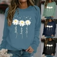 thumbnail image 2 of Oversized Sweatshirt for Women Flower Print Fall Crewneck Sweatshirt Long Sleeve Basic Pullover Top Fall Stretchy Casual Tops Hoodies for Women Light Green M, 2 of 4