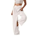 thumbnail image 2 of QSXADF Wide Leg Pants For Women Casual Pajama Pants Wide Leg Lounges Pants Solid Soft Knit Relaxed Home Wear Comfortable Women's Pants, 2 of 6