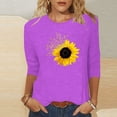 thumbnail image 2 of CEHVOM T-shirt Imprimé Mode pour Femmes Manches 3/4 Mi-Longues Blouse Col Rond Tops Décontractés Liquidation, 2 of 4