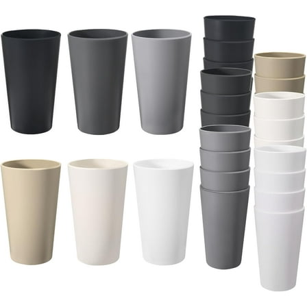 24 Pcs Unbreakable Plastic Cups Set, 20 oz Reusable Plastic Cups, Stackable Water Tumblers, Drinking Cup for Kitchen, Outdoor, BPA-free, Dishwasher Refrigerator and Microwave Safe (20 oz, 6 Colors)