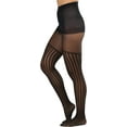 thumbnail image 3 of ToBeInStyle Womens Black Spandex Sheer Thin Vertical Stripe Pantyhose - One Size, 3 of 6