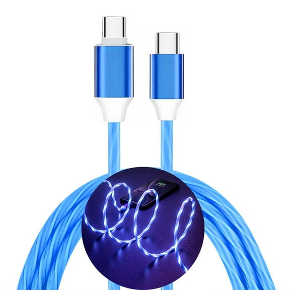 LED Light Up USB C Charging Cable, USB C to USB C Charger Cable, 3A Type C Fast Charging Cable, Compatible with i-Phone 15 Charger/ 15Pro/ 15Plus/ 15Pro Max (3.3 ft, Blue)