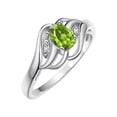 thumbnail image 4 of RYLOS Rings for Women 14K White Gold Ring Classic Style Birthstone Ring 6X4MM Gemstone & Diamonds August Peridot Jewelry for Women Size 6, 4 of 8