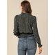 thumbnail image 5 of INSPIRE CHIC Blusa De Mujer Con Volantes Y Peplum Con Cuello Alto Y Manga Abullonada Negro XS, 5 of 6