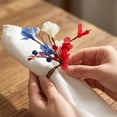 Blue Red White Artificial Floral Napkin Ring, Dining Table Decor, Red ...