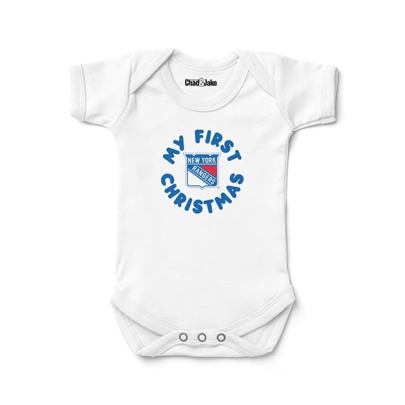 Newborn & Infant Chad & Jake White New York Rangers First Christmas Bodysuit