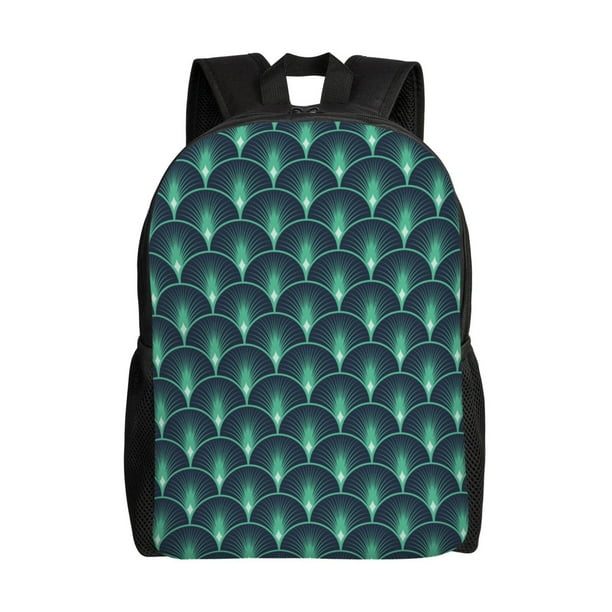 Disketp Green Vintage Peacock Mochila Unisex de Apertura Lateral Completa, Mochila para Laptop para Escuela, Trabajo y Viajes