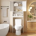thumbnail image 2 of Walsunny Over The Toilet Storage Cabinet Bathroom Shelves Organizer Space Saver Freestanding Restroom Shelf with Doors Anti-Tip Device Adjustable Shelf White, 2 of 9