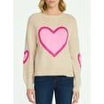 thumbnail image 4 of 99 Jane Street Women's and Women's Plus Valentines Heart Sweater, Midweight, Sizes XS-4X, 4 of 5
