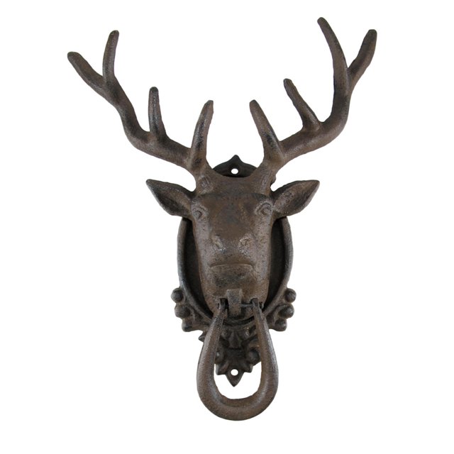Antiqued Finish 8 Point Buck Deer Door Knocker