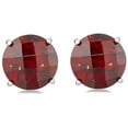 thumbnail image 3 of Paris Jewelry 18k White Gold Plated 1/2Ct Created Ruby, Garnet & Black Sapphire 3 Pair Round Stud Earrings, 3 of 6