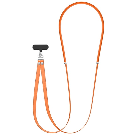 Universal Crossbody Phone Strap, Adjustable Length, Double Lanyard Holder with Adapter for Case - Compatible with iPhone 17 Pro Max, 16, 15 Plus, SE, etc - Orange