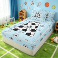 thumbnail image 3 of Manfei Boys Girls Soccer Zipper Twin Comforter Sets with Fitted Sheet and 2 Pillowcases, Cartoon Monogrammed A Zipper Bedding Set, Light Blue Black A, 3 of 7