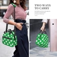 thumbnail image 4 of Lafuoo Green And White Polka Dot Pattern Insulated Lunch Bag, Adjustable Shoulder Strap Handheld Crossbody Waterproof Lunch Bag, Unisex-One Size, 4 of 7