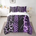 thumbnail image 2 of Homewish Zebra Cheetah Print Twin Bedding Sets 7-Piece for Adult, Chic Purple Lines Bedding Comforter Set, Leopard Giraffe Wildlife Reversible Sheet Sets, Ultra Soft Bedroom Decor, 2 of 7