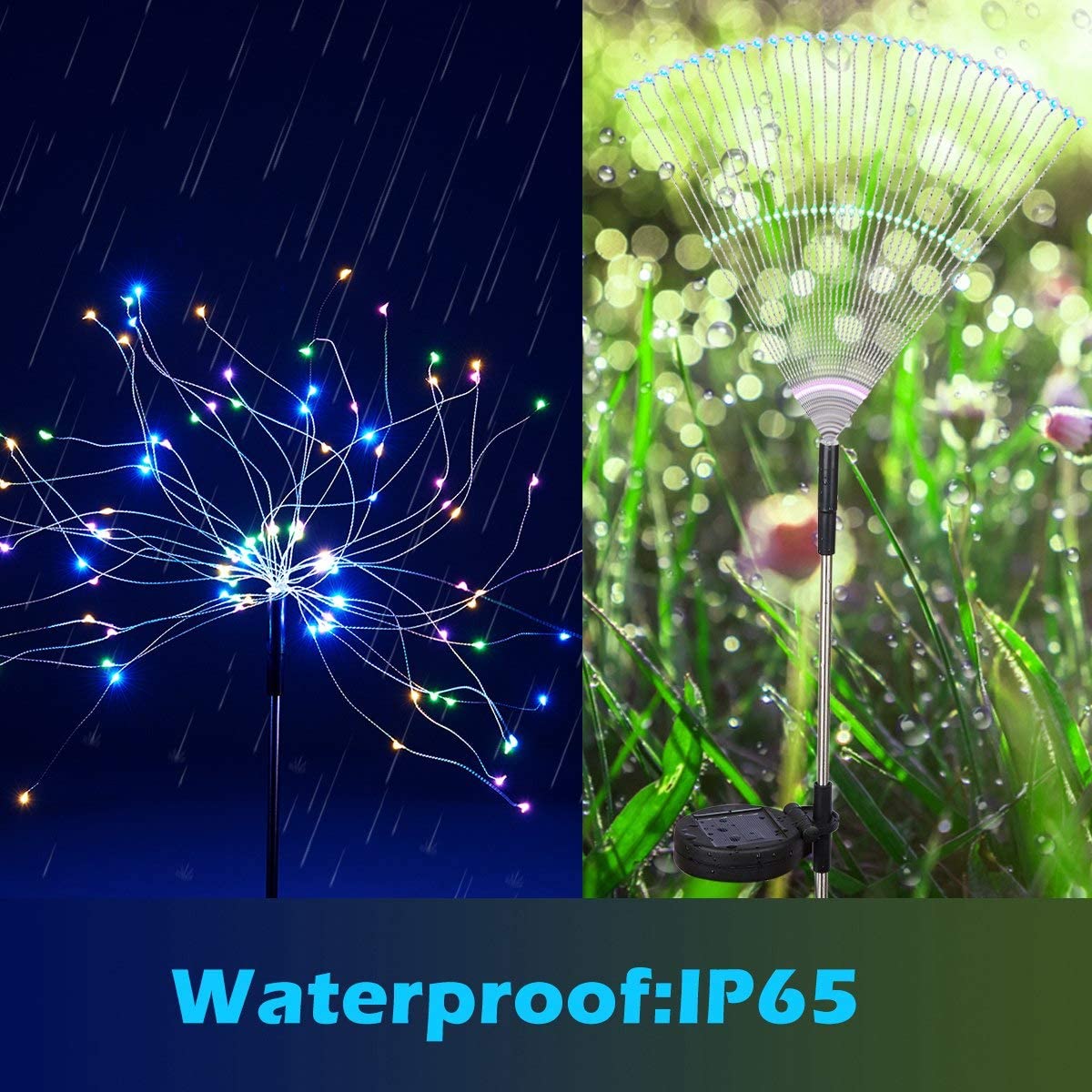 Solar Lights Outdoor - 2 Pack Solar Garden Lights Outdoor Decorative with 120 LED Powered 40 Copper Wires Multi Color Solar Fireworks Lights for Walkway Patio Backyard Yard Lawn Christmas - image 2 of 8