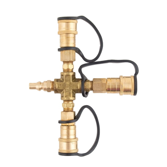 Marshall Excelsior Propane Adapter Fitting ME24TP Cross Adapter; Brass; Single; With Three 1/4 Inch Plug; With Retail Packaging