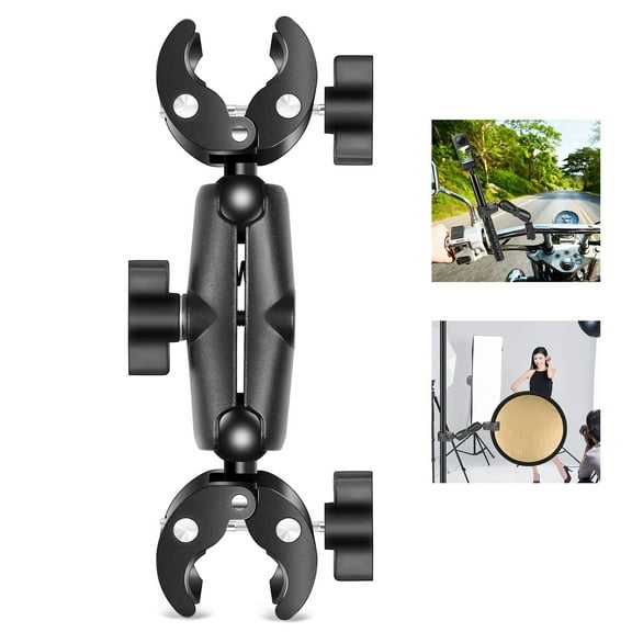 PULUZ PU849B Flexible Double Crab Clamps Motorcycle Mount, 360° Rotatable Sports Camera Handlebar Fixed Mount
