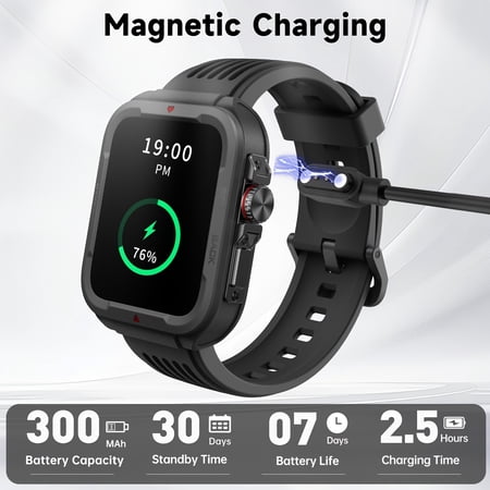 Black 1.8" Sports Smartwatch with Call, 100+ Modes, Step Tracker, Compatible with Android iPhone, Silicone Band, Gift for Men Women, Christmas Everyday Use
