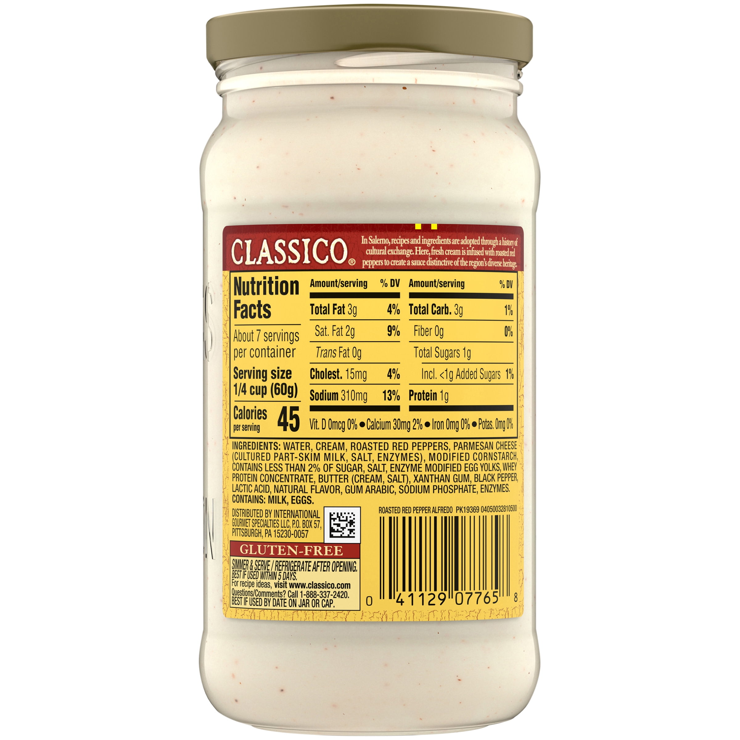 forstene idiom Voksen Classico Roasted Red Pepper Alfredo Pasta Sauce, 15 oz Jar - Walmart.com