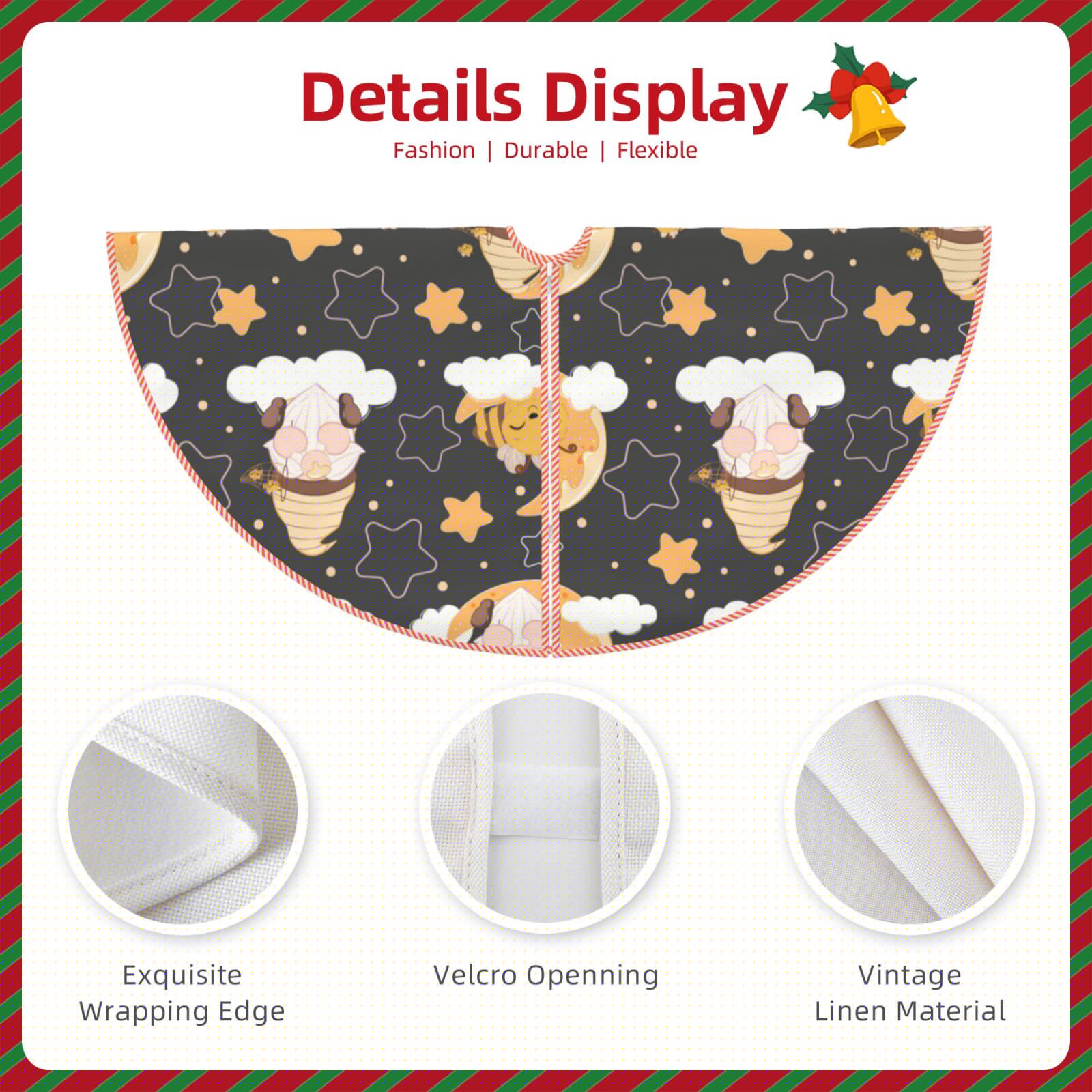 thumbnail image 4 of KLL Cute Bee Gnome Christmas Tree Skirt 30" ,Party Decorations Farmhouse for Christmas Decorations Holiday Party, 4 of 6