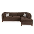 thumbnail image 5 of Poundex 3 Piece Fabric Sectional Sofa Set with Ottoman in Dark Coffee, 5 of 7