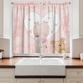 thumbnail image 2 of Ambesonne Cartoon Kitchen Curtains, Girls Teddy Bear, 55"x39", Sand Brown Pale Pink, 2 of 3